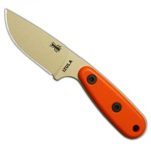 ESEE Izula Desert Tan Fixed Blade Knife w/ Orange G10 Handles and Molded Polymer Sheath